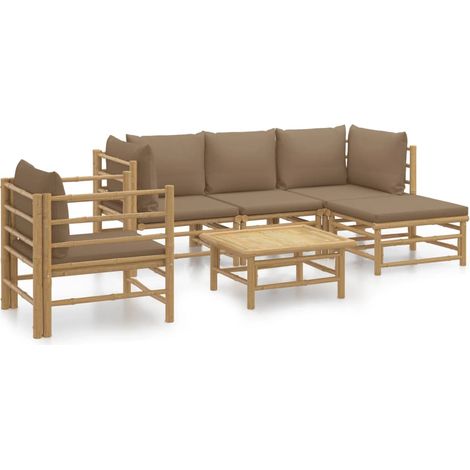 Maison Exclusive - Set Salotto da Giardino 6pz con Cuscini Tortora Bambù