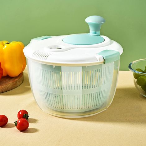 Centrifugadora multifuncional de PP (5 litros) con cesta para verduras, tapa y base antideslizante en color azul. (1/5)