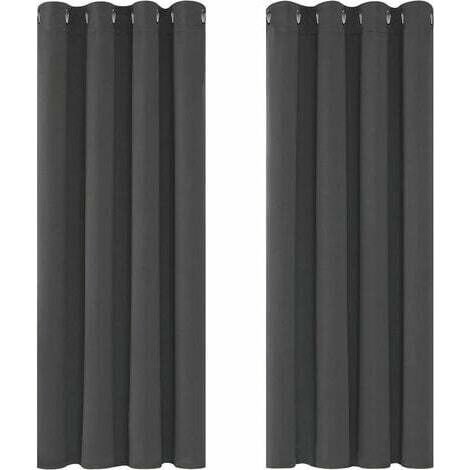 XVX – Rideaux occultants isolants thermiques 117x138 cm – 100% polyester triple-tissage – Protection contre lumière et froid – Lot de 2 pièces gris foncé (1/4)