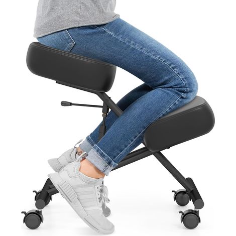 COSTWAY Sedia Ergonomica Inginocchiata con Ruote Bloccabili, Sedia da Ginocchio Regolabile Posturale Struttura in Metallo, Sgabello Ergonomica per Casa e Ufficio, Portata 100 kg (1/5)