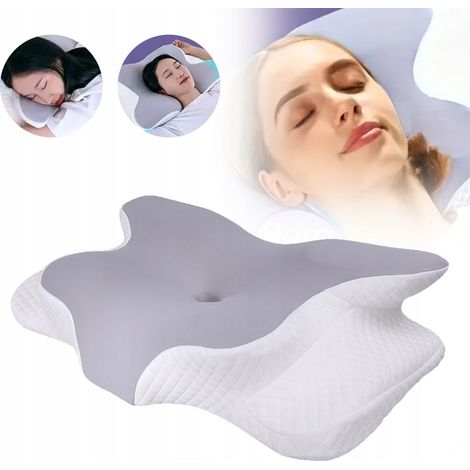 Cuscino cervicale ergonomico in memory foam, ideale per dormire su un fianco o sulla schiena, grigio chiaro - 1250 g (1/5)