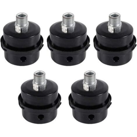 Filtri silenziatori per compressori d'aria, 5 pezzi, filettatura esterna, corpo in metallo, filtro silenziatore in metallo nero per compressori d'aria (16 mm)