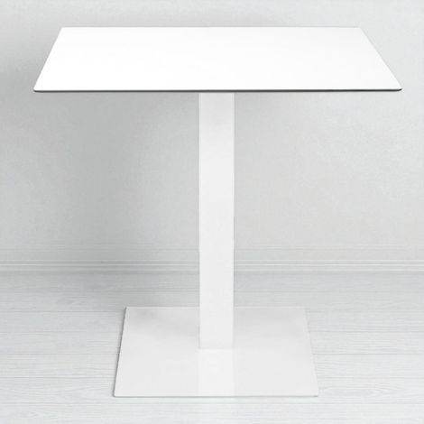 Tavolo bar pub ristorante da esterno 80x80 cm con base e piano in HPL Bianco H 74 (1/5)