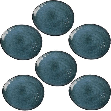Lot de 6 assiettes en céramique galet – Dimensions 23x27,5cm – Chaque pièce unique avec variations de teintes – Pour tables raffinées – Toilinux