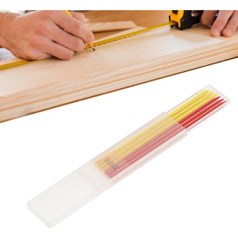Erhältlich in 6er-Packungen. 2,8 mm HB-Bleistiftminen für Schreiner, geeignet für Druckbleistifte, Holzkonstruktionen, langlebige rote und gelbe Minen. (1/5)