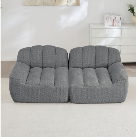 Divano modulare 2 posti senza struttura in tessuto grigio, design ergonomico e comfort profondo (1/5)