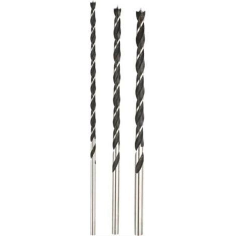 Set di 3 punte per trapano per legno: 8 mm, 10 mm, 12 mm, lunghezza totale 300 mm -Crezuo