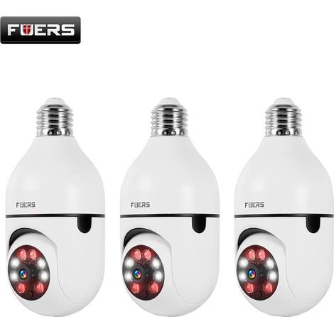 (3 unités) Caméra de surveillance à ampoule E27, vision nocturne couleur, suivi automatique des personnes, dispositif de surveillance de sécurité intérieure (1/5)