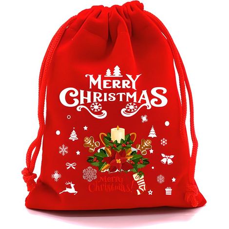 Sac Cadeau En Velours - 15 x 20 cm - Fermoir À Cordon - Rouge - Pour Bonbons Jouets Aromathérapie - Réutilisable - 1 Pièce (1/5)