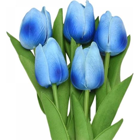 Fünf künstliche Tulpen, die sich lebensecht anfühlen und eine hohe Nachbildung aufweisen, können zur Blumendekoration in Wohnungen, Zimmern, Büros, Hochzeitsfeiern und anderen Anlässen verwendet werde
