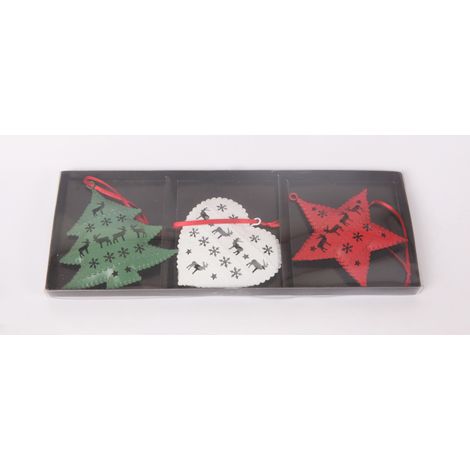 Dekohänger Weihnachten Metall 9 x 9 cm bunt 3 Stück Dekoartikel