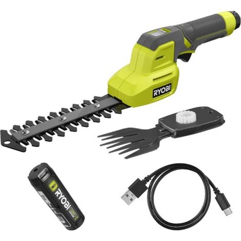 Cisaille à gazon et sculpteur de végétaux 4V RYOBI - Batterie 2,0Ah et chargeur - RY4CGSA-120 (1/4)