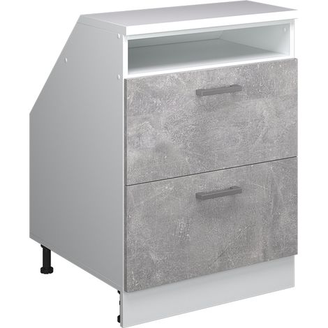 Meuble sous pente R-Line, Béton, 60cm 2 tiroirs, 60 cm de profondeur, Vicco