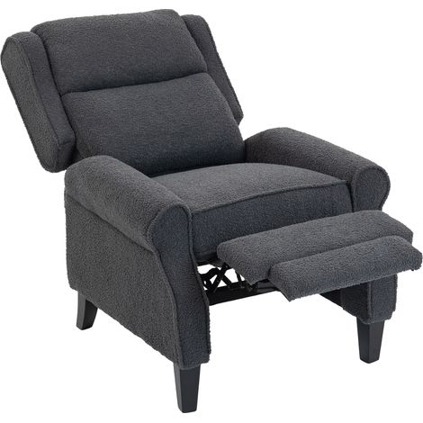 Fauteuil Relax Polaire Teddy Inclinable, Assise Rembourrée, Gris Foncé, pour Salon Détente Maison Intérieur Confort Doux Assise Repos (1/5)
