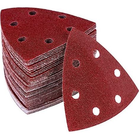 Delta-Triangles de Ponçage 60pcs Papier Verre pour Ponceuse Mouse-Papier a Poncer 93X93X93 mm Abrasif 6 Trous Crochets et Boucles Grain 40 60 80 120 180 240 Multifonction - (1/5)