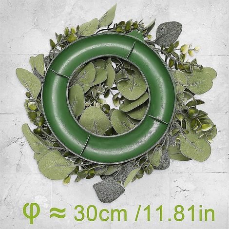Couronne de 30 cm pour porte d'entrée, mur, eucalyptus artificiel, décoration pour fête, fenêtre ou célébration. (1/5)