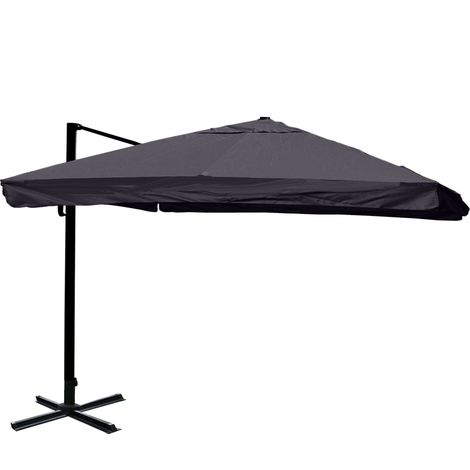 Gastronomie-Ampelschirm HHG-323, 3x4m (Ø5m) Polyester Alu/Stahl 26kg Flap, anthrazit ohne Ständer, drehbar