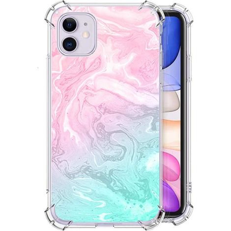 Silikonhülle für Apple iPhone 11, pink-blau-glamourös, A2111 (1/5)