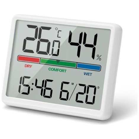 Pair Lntyq 4.5\" Reveil Numerique à Piles LCD Portable, Mini Horloge Numérique avec Température Humidité Date Alarme Fonction Snooze, Réveil Digitale avec Hygromètre Thermomètre d'intérieur (1/5)