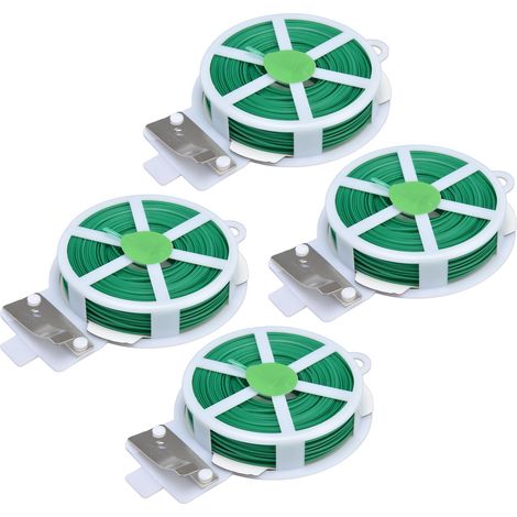 Attaches pour plantes, 50 mètres, attaches en fil de fer vert avec coupe-fil intégré pour fixer les plantes de jardin, de cour et d'intérieur (1/5)