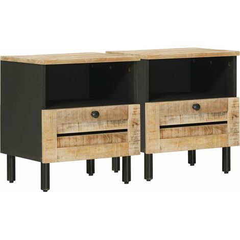 Bedside Table 2 pcs Natural 40 x 33 x 46 cm Solid Mango Wood vidaXL (1/5)