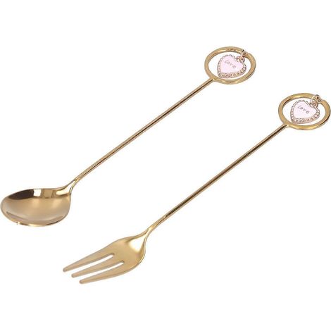 Ensemble cuillère et fourchette multifonctions en forme de cœur, en acier inoxydable 304, avec boîte de rangement, idéal pour les mariages, la cuisine et les hôtels. (1/4)