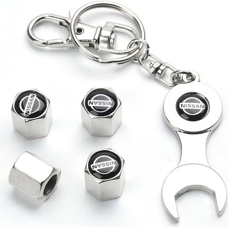 Lot de 4 bouchons de valve de pneu avec emblème et protection anti-poussière, accessoires de style automobile compatibles avec Altima, Juke, Murano, Rogue et Sentra V. (1/5)
