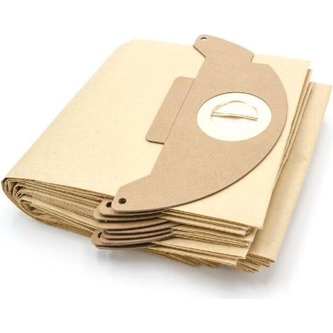 10x Sacs compatible avec Kärcher 2501, 2501TE, 2601, 2601 plus, 3001, 3001 Plus, A 2120, A 2120 ME, K 3000 plus aspirateur - papier, 41,5cm x 20,5cm marron