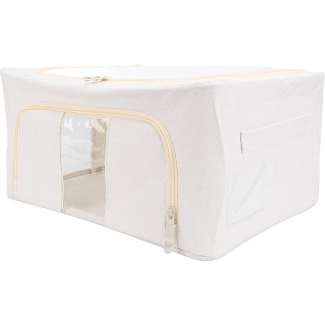 Paniers de rangement en tissu, multifonctionnels, grande capacité, pliables, en coton et lin épais, avec structure en acier. Boîtes de rangement pour vêtements, 66 L, 50 x 40 x 33 cm / 19,7 x 15,7 x 1 (1/5)