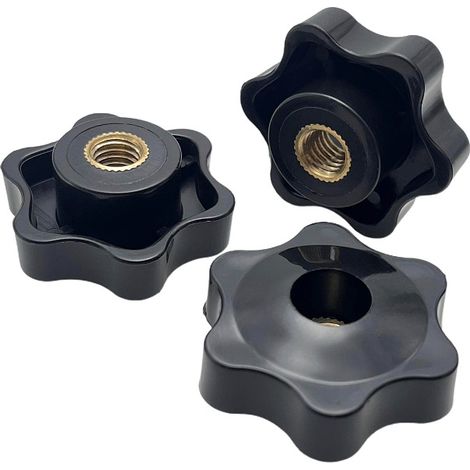 Étoile Écrous À poignée - 10Pcs Vis de serrage Plastique Moletée Bouton Trou traversant Cuivre Noyau Filetage interne Hexagone Main Poignées Écrous M5 (1/5)
