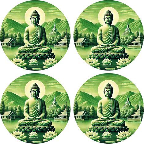 4 dessous de verres verts sagesse de bouddha Cbkreation