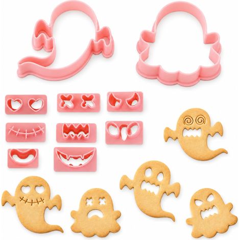 Lot de 10 emporte-pièces fantômes Halloween, 3D en plastique, emporte-pièce d'Halloween pour décoration de fête d'Halloween (1/4)