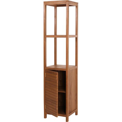 Teak-Regal HHG-748, Badschrank Badregal Badezimmer, hochwertiges B-Grade-Teak (Kernholz, 20-30 Jahre), 180x40cm