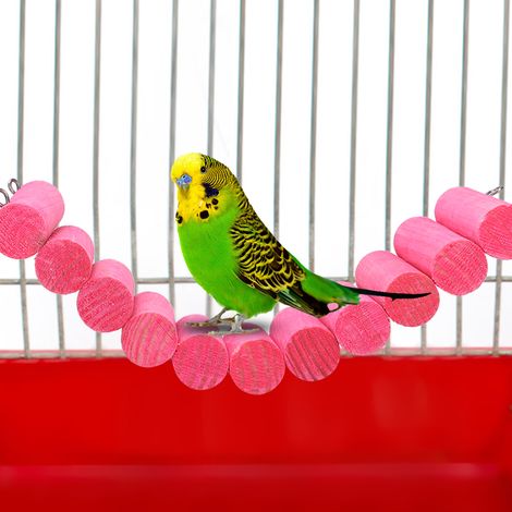 Support en bois pour animaux de compagnie, balançoire et jouet pour écureuil, planeur de sucre, hamster, perroquet rose (1/5)