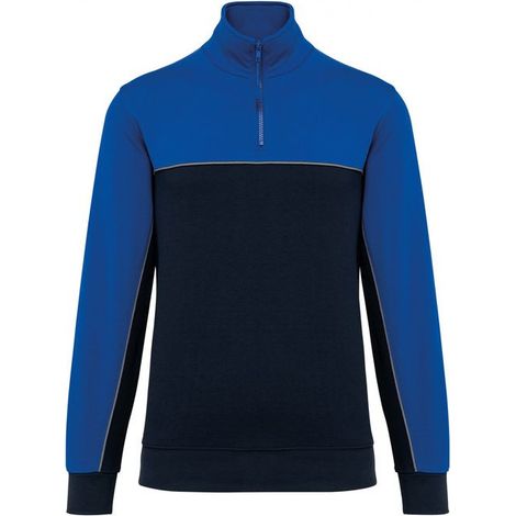 Sweat-shirt écoresponsable à col zippé WK. Designed To Work Marine / Bleu Royal XXL.