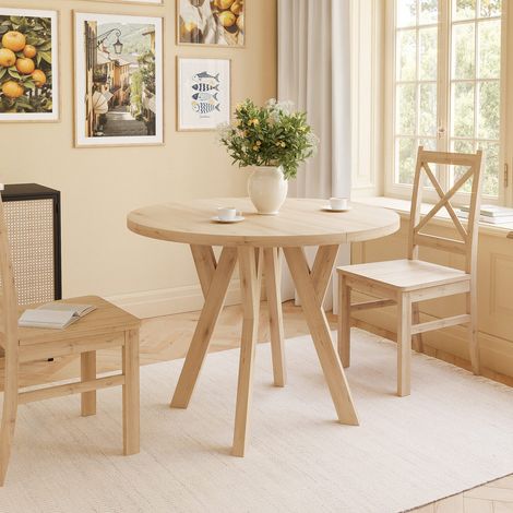 Table à Manger Extensible YARA - 4-8 personnes - Ronde - 90-170x76,5 cm - Hêtre Scandic (1/5)