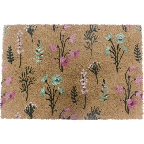Paillasson Coco, Motifs Floraux, 60 x 40 cm, antidérapant, résistant, intérieur/extérieur, Multicolore (1/5)