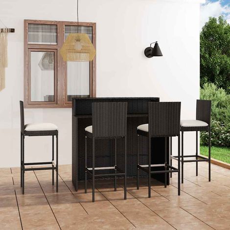 Ensemble de bar de jardin avec coussins 5 pcs-Bar d'extérieur Noir 206435 (1/5)