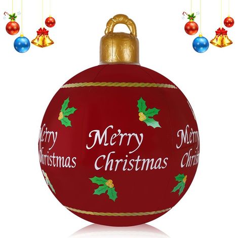 CYRILL – Boule de Noël gonflable géante de 60 cm pour intérieur et extérieur - Décoration de Noël en PVC pour décoration d'intérieur, cour, pelouse, jardin (1/5)