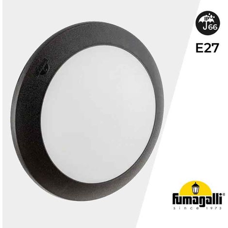 BarcelonaLED Plafoniera Rotonda LED Lampada/Applique da Parete Esterno/Interno IP66 Attacco E27x2 Colore Grigio Opale per Giardino Capannone Portico Garage Officina Patio (1/5)
