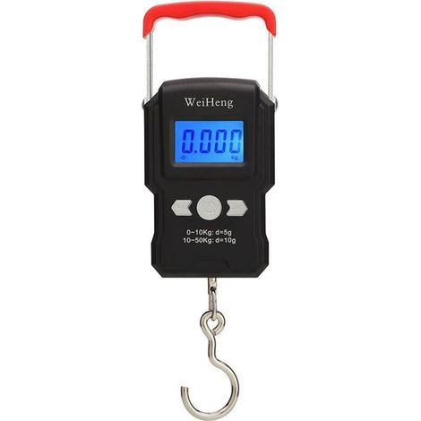 Balanza para equipaje con gancho colgante, balanza de doble precisión para equipaje, pantalla LCD retroiluminada, balanza para maletas, 50 kg / 5 g (1/5)