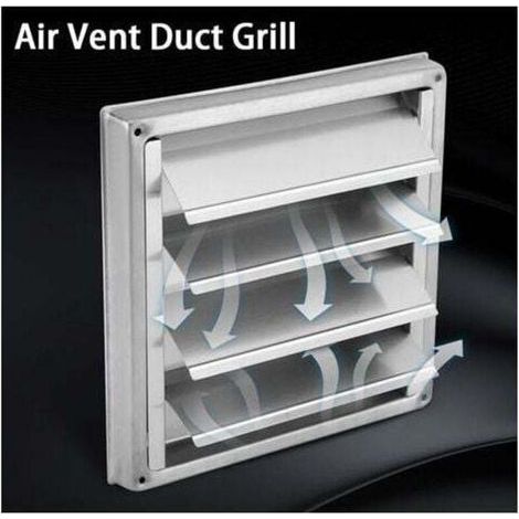 Grille d'aération - Grille de Ventilation Extérieure en Acier Inoxydable Carré avec Lamelles Mobiles Convient pour Sèche-linge Climatiseur Salle de Bain Cuisine (1/3)