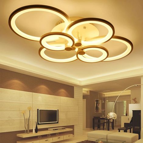 Lampadario Moderno Plafoniera led moderno 6 anelli 51 watt Luce Calda