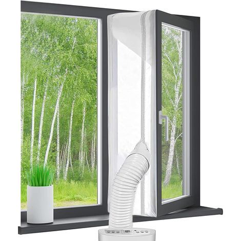 Flow Fire 400 cm Klimaanlagen-Dichtungsset, Klimaanlagen-Fensterdichtungsset mit Reißverschluss, Abluft für tragbare Klimaanlagen, geeignet für alle tragbaren Klimaanlagen (1/5)