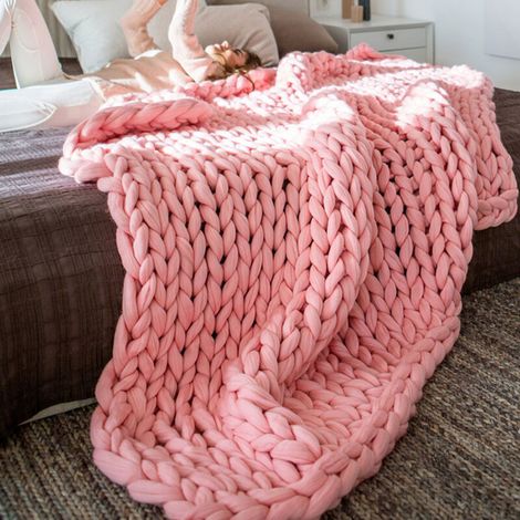 Coperta a rete spessa, voluminoso plaid per divano, tappetino extra-large per sedia fatto a mano, 99 x 119 cm (1/4)