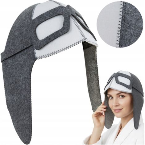 GORRO DE SAUNA DE FIELTRO GRIS PARA PILOTO, UNISEX, PARA PROTECCI脫N DE CABEZA Y CABELLO
