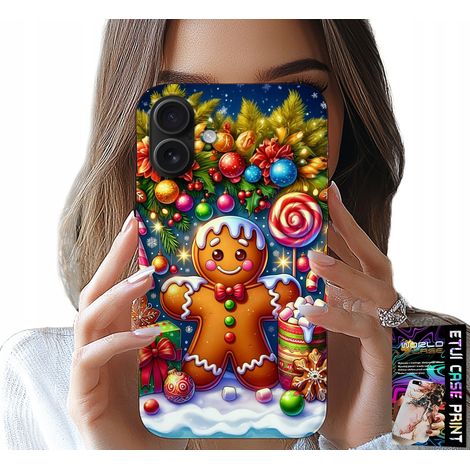Custodia per iPhone 16 Plus - motivi di pan di zenzero, caramelle, Natale + vetro (1/5)