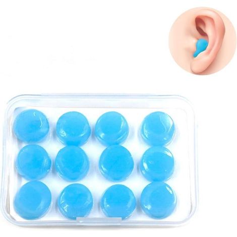 Packung mit 6 Paar formbaren Silikon-Ohrstöpseln zum Schlafen, zur Lärmreduzierung, zum Schwimmen und zur Vorbeugung von Schnarchen - Wiederverwendbare Ohrstöpsel (blau) (1/5)