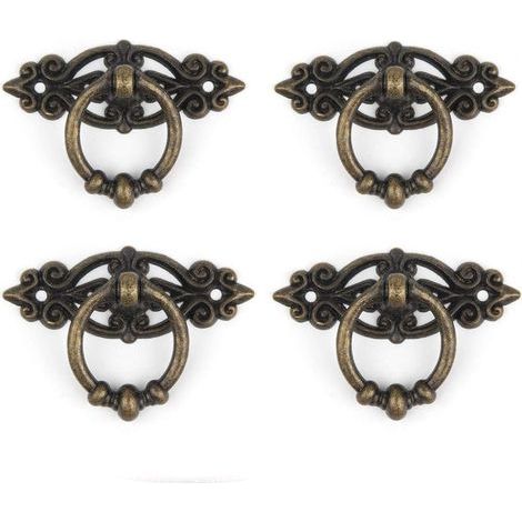 Set mit 4 Vintage-Türgriffen, Retro-Antik-Griffe aus Zinklegierung für Schränke, Schubladen, Türen, Kleiderschränke, Kommoden (1/3)
