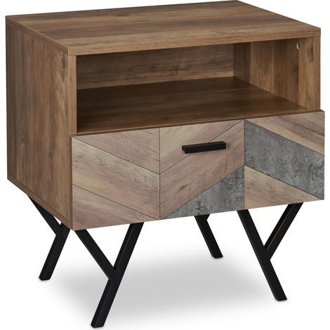 Tavolino da salotto industriale retrò 60 x 40 x 50 cm con cassetto portaoggetti decorazione soggiorno in legno marrone 130011075